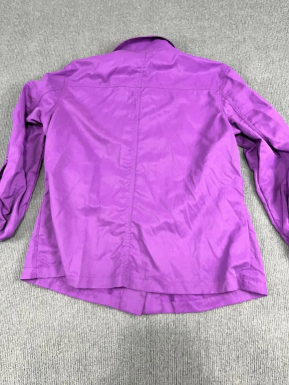 Additions By Chicos Womens Purple Button-Front Jacket Roll-Tab Sleeves Size 3 - Picture 7 of 10